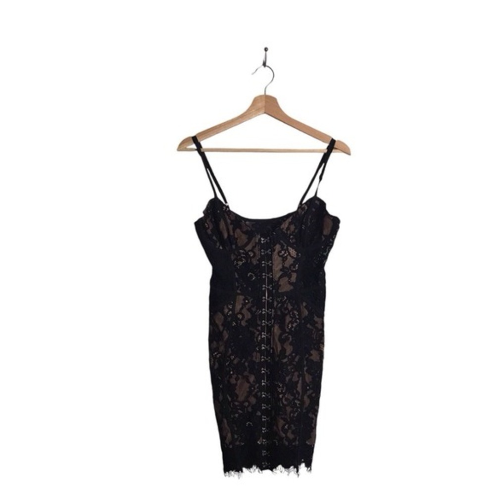Tobi XS Honeymoon Lace Bodycon Mini Dress Black valentines Coquette Romantic - Picture 3 of 10